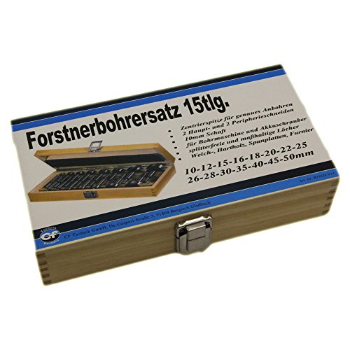 Forstnerbohrer Satz 15 teilig Holz Bohrer 10 bis 50mm inkl. Holzkassette B1932 - 2