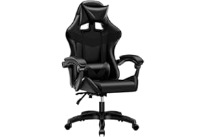BAKAJI Sedia Gaming Poltrona da Ufficio Direzionale Ruote Girevole Sportiva Racer Direzionale Office Racing Presidenziale Casa Studio Sedia Da Scrivania Altezza Regolabile (Total Black)