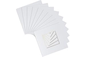 Nicola Spring 10pc Picture Photo Mounts Set - To Fit Frame Size 4 x 4 for Image Size 2 x 2 - White