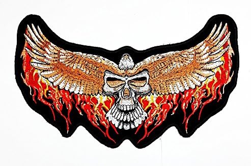 RABANA XXL Eagle Hawk Falcon Phoenix Reaper Skull Wings biker rider club Patch for DIY Bone Ghost Hog Outlaw Hot Rod Motorcycles Rider Lady Biker Jacket T shirt Patch Sew Iron on Embroidered Badge Sign Costume