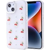 Coverzone Apple iPhone 11 ile uyumlu Kılıf Airbag K&ouml;şeli 2mm Kamera &Ccedil;ıkıntı Korumalı Simli Şeffaf Baskılı Z-Kutup Kapak Kiraz