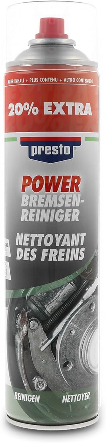 presto POWER Bremsenreiniger 600 ml - Sprühstrahl-Reinigungsspray | Entfernt Öl, Fett & Bremsflüssigkeit rückstandsfrei - schont O-Ringe & Bremsschläuche, säurefrei, starker Sprühstrahl