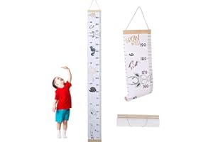 YANJINGHE Righello Altezza per Bambini, Tabella Altezza Bambini, Grafico di Crescita Del Bambino, Tela e Legno Rimovibile Attaccatura a Parete Portatile Grafico Altezza Muro per Bambini, Ragazzi, Ragazze