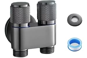 FEEGOW para G1/2 1 pulgada hacia fuera doble control lavadora grifo inodoro triángulo válvula (gris)