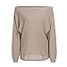 Produktbild Selou Ganzjähriger Pullover Damen Dünner Schulterfreies Rundhals-Oberteil Einfarbiger Pullover Herbst Winter Gewürzhemd Hellfarbiger loser SweatshirtHemd Streetfashion Kleidung tops bluse