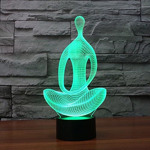 Ruumika 3D illusion Yoga Meditation Night Light 7 Color Change LED Desk Table Lamp Toys