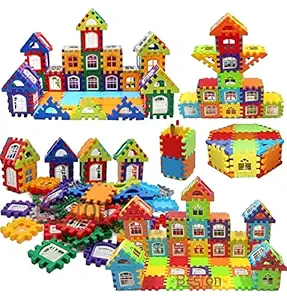 Beston 75 Pcs. House Building Blocks with Attractive Windows Set Construction Puzzles Activity Game for Kids Toys for Boys,Girls,Children for 2,3,4,5,6,7+ Years (House Building Blocks (Medium))