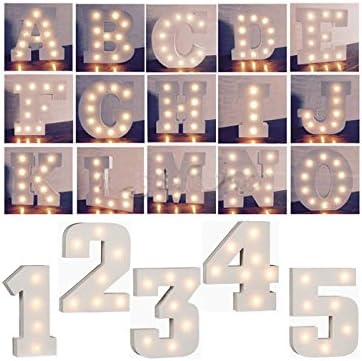 A - Z Wooden Alphabet Letter Led Light Up White Letters Standing 0-9 Numbers. (L)