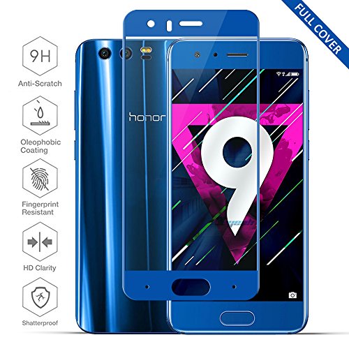 Huawei Honor 9 Panzerglas, Beyeah Vollständige Abdeckung Schutzfolie aus hochwertigem gehärtetem Glas für Huawei Honor 9 (Blau)