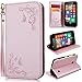 Produktbild SMART LEGEND Lederhülle für Nokia Lumia 630 Ledertasche Hülle PU Leder Flip Schutzhülle Retro Schmetterling Blumen Rose Muster im Bookstyle Folio Wallet Brieftasche mit Eingebautem Magnet Smart Case Backcover Handyhülle Kompletter Schutz Cover Tasche mit Standfunktion und Karte Halter - Rosegold