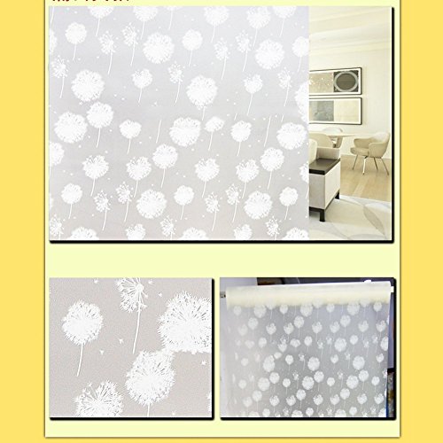 DODOING 45x100cm Statische Fensterfolie Dekorfolie Sichtschutzfolie Fensterschutzfolie Selbsthaftend Anti-UV,Löwenzahn Blume - 4