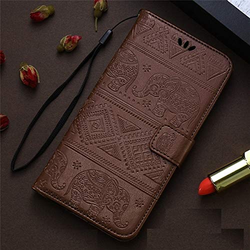TROUNCE Diva Series Embossing Elephant Faux Leather Flip Wallet Case Stand with Card Holder & Magnetic Closure Flip Cover for OnePlus 10R 5G- Brown