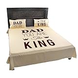 Yaya Cafe Gifts, Dad You Are The King Designer Double Bedsheet For Dad With 2 Pillow Covers - Mango