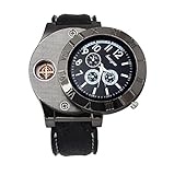 Amcool Quarz Uhr Armbanduhr,Luxus Multifunktions Militär USB Zigarette Zigarre Flammenlos Feuerzeug（Schwarz）