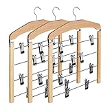 Starke Details: Der Kleiderbügel und die stabilen Clips überzeugen mit ihrer hochwertigen Verarbeitung - Schaffen Sie Ordnung für viele Jahre - Der Hosenbügel trägt mindestens 4 Hosen oder Röcke