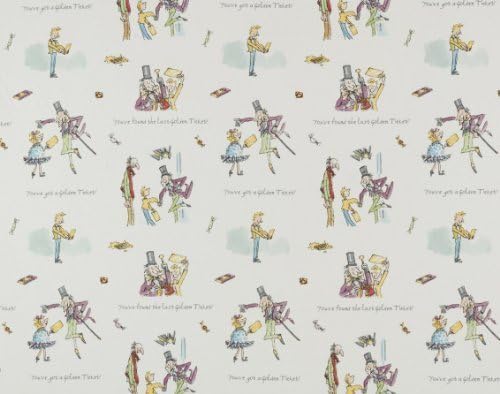 Roald Dahl Charlie and The Chocolate Factory The Golden Ticket 100% Cotton Fabric …