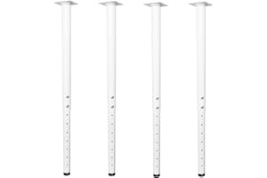 ‎JAHOF Jahof Tischbeine Metall Höhenverstellbar 55-90 cm für Tischplatte, Möbelfüße Verstellbar für DIY Möbel, Schreibtisch, Esstisch, Couchtisch, Bürotisch, Ø42/38 mm, mit Schrauben, 4 Stück (Weiß)