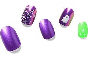NAILOG Autocollant Ongle Gel UV | 20Pcs Halloween Ombre Faux Ongles Autocollants Adhesif | Semi-durci Vernis Autocollant Ongles UV Pour Nail Art, Running Ghost