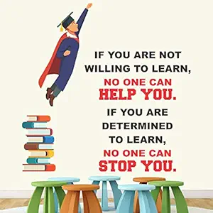 StickMe Office - Learning - Inspirational - Motivational - Quotes - Baby - Kids - Education Nursery Pre School Kinder Garden - Wall Sticker  -SM824 (Multi Colour, Vinyl - 70cm X 70 cm )
