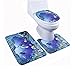 Produktbild gzq Badteppich Sets rutschfeste Flanell 3 Stück Boden Teppiche Combo Dusche + Toilettenvorleger + WC-Sitz Matte, blau