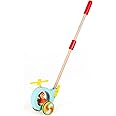 Jacootoys Helicopter Push and Pull Along Wooden Baby Toddler Walking Toy with Detachable Stick for 1 2 years old 24 Inch
