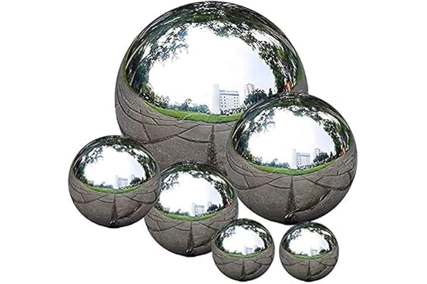 Lot de 6 boules miroir pour jardin sans couture - Boule creuse polie réfléchissante (argenté)