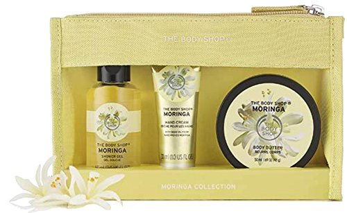 The Body Shop Strawberry / Mango / Wild Argan Oil / Coconut / Shea_Beauty Bag Shower Scrub & Moisture Gift Set for Birthday, Xmas, Easter, Wedding Anniversary, Bridesmaid, EID, Thanks Giving, Diwali, Thank You, Rosh Hashana (Moringa)