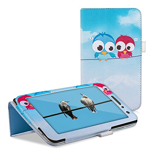 kwmobile Hülle für Huawei MediaPad T1 7.0 / Honor Play Tablet T1 – Tabletcover Slim Case Tablet Schutzhülle – Smart Cover Tabletcase Vögel Comic Design Blau Rot Hellblau - 5