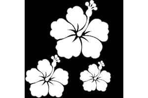 kdosublim Stickers Autocollants 3 Fleurs d'hibiscus Blanches