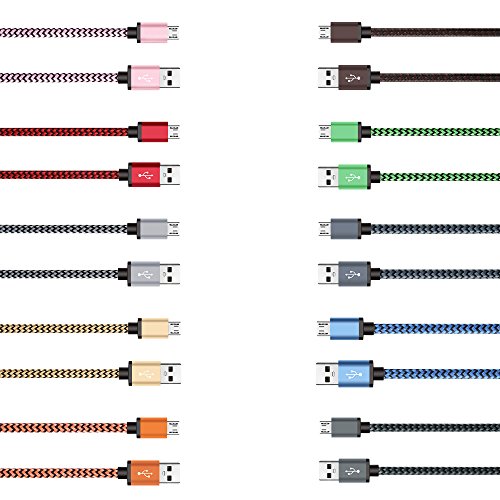 Micro USB Kabel Nylon, BeneStellar (10 Pack,1,8m) High Speed USB 2.0 A Male auf Micro B Synchronisations und Ladekabel für Android, Samsung, Huawei, HTC, Sony, Nexus, Xiaomi und mehr (6ft) - 3
