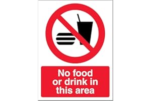 VSAFETY V Safety No Food Drink In This Area Sign - 150mm x 200mm - Self Adhesive Vinyl