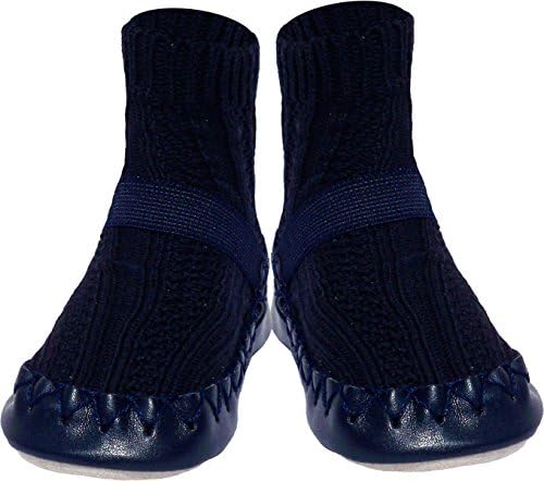 Konfetti Cable Knit Swedish Moccasins with Ankle Strap Slipper Shoes - Slipper Socks - Home Footwear for Baby, Toddlers and Pre-Schoolers