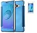 Produktbild Samsung Galaxy J5(2015)/J5 Duos/J500FN Smart Case Hülle mit Panzerglas,ISENPENK Ultra Slim Electroplate Überzug Spiegel TPU+PC(PU Leder Verbinden) Leder Case,Original Flip Bookstyle Wasserdicht Shockproof Anti Slip Protection Stoßfest Leder Tasche,Clear Durchsichtig Transparent Frontabdeckung Outdoor Stoßdämpfend Plating Mirror Schutzhülle Handyhülle für Samsung Galaxy J5(2015)/J5 Duos/J500FN 5.0Zoll-[blau]+Panzerglas/Schutzfoile/Scutzglas