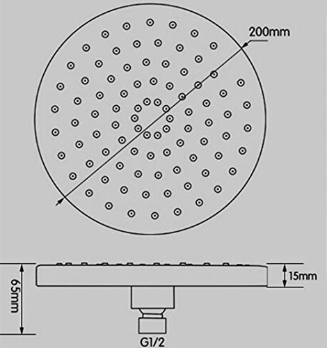 Homeself 20,3 cm Regen Dusche Kopf chrom Duschkopf Halterung mit Drehgelenk 1/2 Metall Ball Anschluss - 8