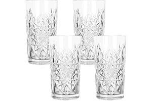 Libbey - Hobstar - Vaso largo, vaso de cóctel, vaso de agua, vaso de zumo - 470 ml - Vaso - Juego de 4 - conocido por los hoteles y bares más guayos