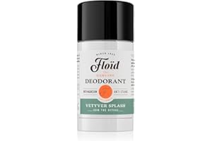 FLOÏD Floid Vetyver Splash Deodorante da uomo, 75 ml, con sali di magnesio per elevata capacità di assorbimento e freschezza di lunga durata, cura del corpo con formula anti macchia