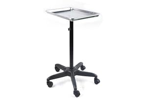 ‎TRIEBAN TRIEBAN Tattoo-Tablett-Salonwagen, rollendes Salon-Tablett, Aluminium-Trolley, Ausrüstung auf Rädern und höhenverstellbar für Dentalwagen, Friseurwagen (Silber)