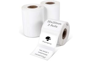 ‎PHOMEMO Phomemo 3 rolki M110 etykiet samoprzylepnych, 30 x 20 mm, 320 / rolka, kompatybilna z Phomemo M110, M200, M120, M220, M220, M221, M108, M102, M100, M150, M250, M221 60 etykietki rucker, 3 rolki