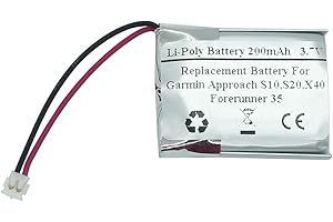 GENERIC 200mAh 3.7V Replacement Battery Compatible With Garmin Approach S10, S20, X40, Forerunner 35 Smart Running Watch, 361-00117-00