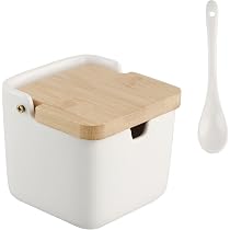 Set Lattiera E Zuccheriera In Ceramica Con Cucchiaio E Coperchio In Bambù, 260 Ml, Elegante Per Caffè E Tè