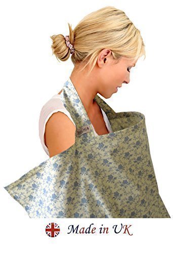 BebeChic * Top Quality 100% Cotton * Breastfeeding Covers * Boned Nursing Tops - with Storage Bag - delph blue roses