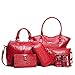 Produktbild Damen Handtaschen Koffer Sechs Sets Krokodilmuster Messenger Umhängetasche Mode Brieftasche Kartenpaket Trimmnagelbox,WineRed-OneSize