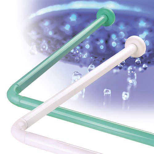 ALU WINKELSTANGE DUSCHVORHANGSTANGE 2er WEISS 120×120 cm *EXTRA LANG* CORNER SHOWER ROD WHITE! - 2