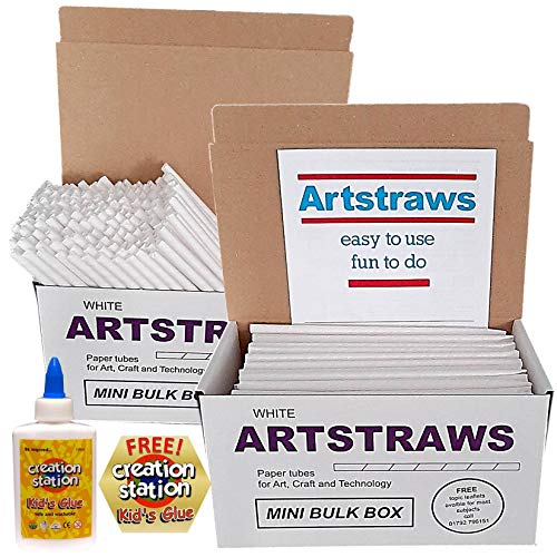 Amazing Arts and Crafts Artstraws - Pajitas de papel para manualidades (6 mm), color blanco