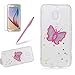 Produktbild Girlyard Glitzer Hülle für Samsung J7 2017, Transparent Weiche TPU Silikon Etui Handyhülle Kreativ Niedlich Rosa Schmetterling Muster Entwurf Kristallklar Ultra Dünn Case Cover Bling Glänzend Funkeln Kratzfeste Stoßfest Schutzhülle für Samsung Galaxy J7 2017
