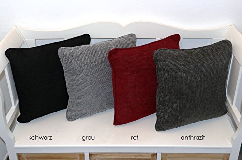 Premium Dekokissen in feiner Bouclé Optik anthrazit grau meliert mit Paspel inkl. Füllung 45×45 cm Struktur Kissen mit Reißverschluß Typ383 - 2