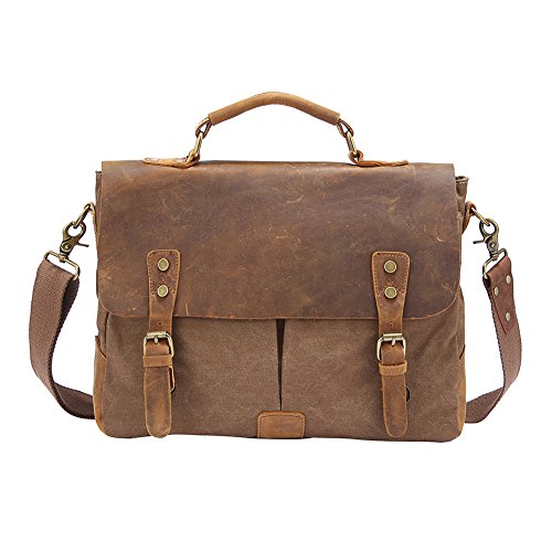 Preisvergleich Produktbild Wolu Retro Designer-Männer Aktentasche Leinwand Ledertasche Bote Schulter Tasche
