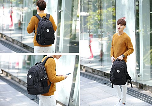 Herren Damen schlank Laptop Rucksack 15 6 Zoll Business Rucksack leichte wasserdicht Schulter Notebook Rucksack mit USB-Port  schwarz 