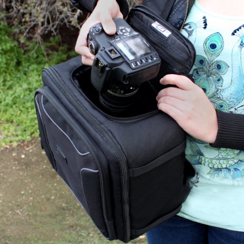 USA Gear S16 Sac    Dos Professionnel Appareil Photo R  flex Num  rique avec Support Tr  pied Rangement Int  rieur Personnalisable Pour Tout Appareil DSLR Canon EOS 100D  Nikon D3300  Pentax Et Plus