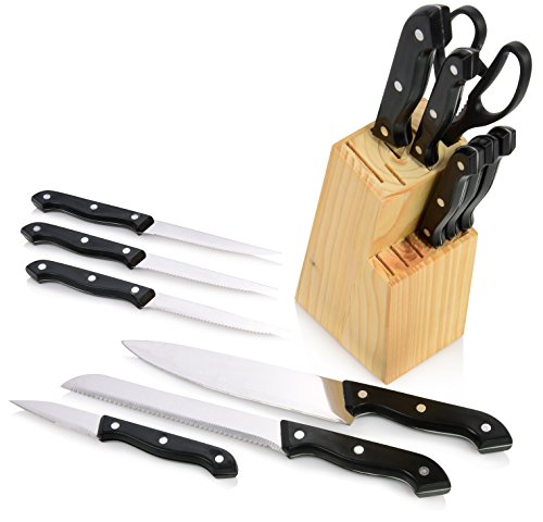 Bluespoon Messerblock ‚Basis‘ aus Holz mit 11 Messern und Schere | Perfektes Starterset für Singles und Studenten | Komplettausrüstung für alle täglich anfallenden Kochtätigkeiten - 4